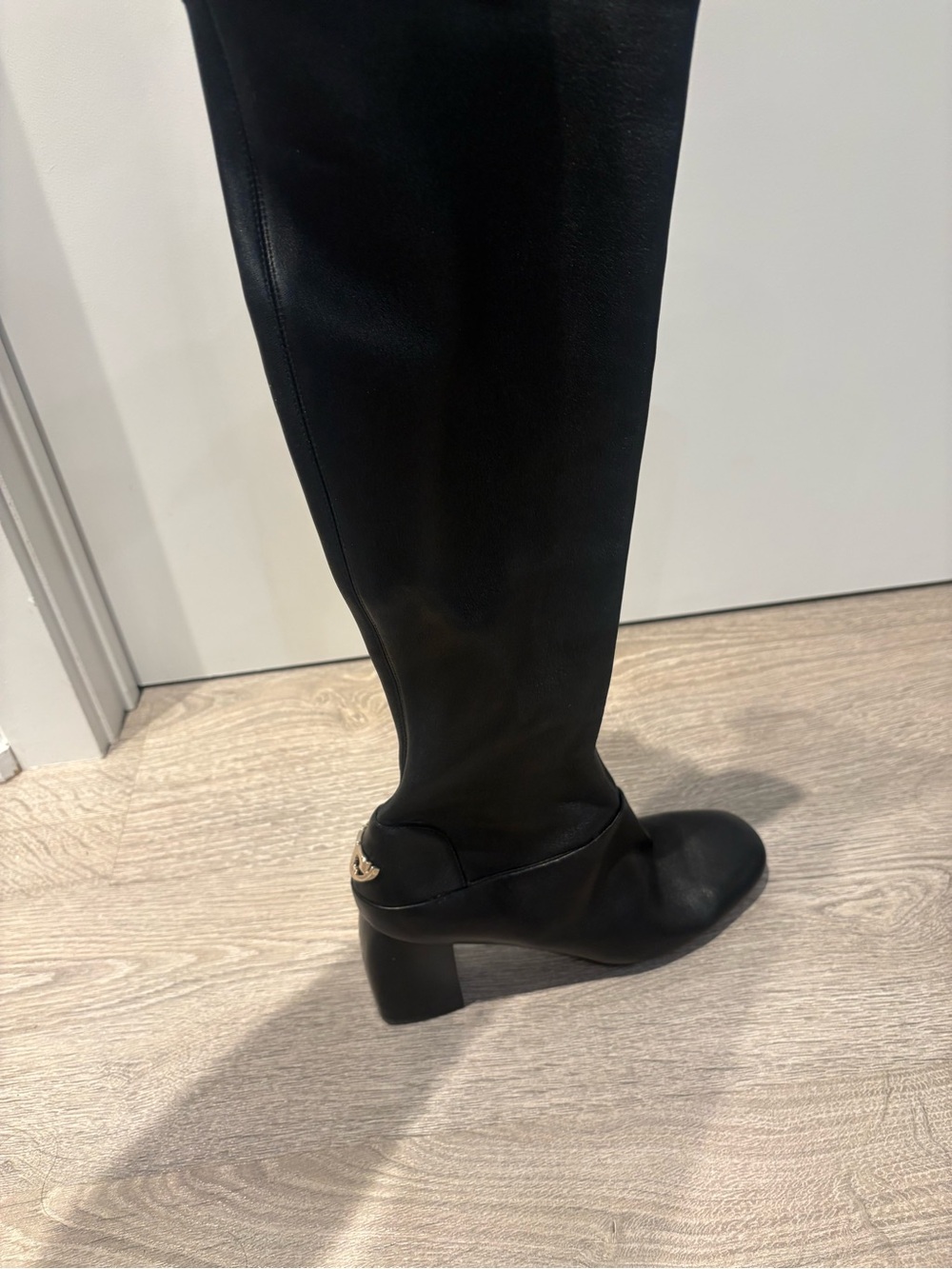 Tory Burch Black Knee-High Leather Block Heel Boots